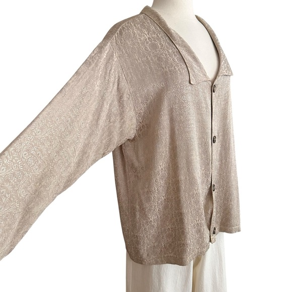 CP SHADES San Francisco Vintage Jacquard Button Up Blouse Long Sleeves Medium - Picture 4 of 13